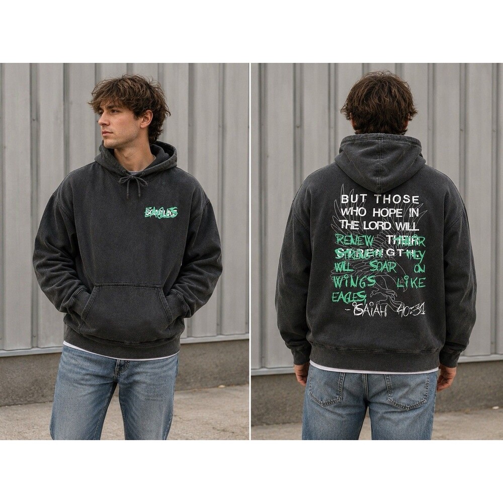 Impact Clothing Christian Streetwear Isaiah 40:31 Eagles Hoodie Faded Gray - XL
